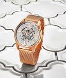 Stuhrling Original 3942M 5 Automatic Skeleton Stainless Steel Mesh Bracelet Mens Watch