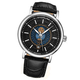 Stuhrling Original 899 02 Duet Day/ Night Black Leather Strap Watch