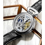 Stuhrling 3920 1  Legacy Automatic Skeleton Dual Time Black Leather Mens Watch