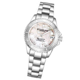 Stuhrling 3950L 1 White Mother of Pearl Date Stainless Steel Womens Watch