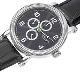 Akribos AK599SS Day Date GMT Green Accented Black Silvertone Mens Watch