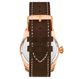 Stuhrling 4002 5 Aviator Quartz Brown Leather Strap Black Dial Mens Watch