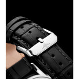 Stuhrling 3997 1 Quartz Date Black Embossed Leather Strap Mens Watch