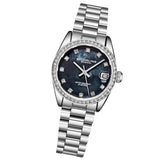 Stuhrling Original 3936 3 Quartz Date Crystal Accented Link Bracelet Womens Watch