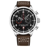 Stuhrling Original 929 02 Chronograph Date Quartz Brown Leather Mens Watch