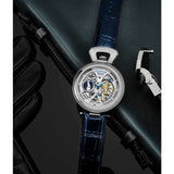 Stuhrling 3919 1 Emperor’s Grandeur Automatic Skeleton Dual Time Mens Watch