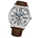 Stuhrling Original 3942 1 Automatic Skeleton Brown Leather Strap Mens Watch