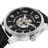 Stuhrling 649 01 Legacy Automatic Skeleton Date Black Leather Strap Mens Watch