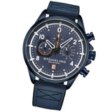 Stuhrling Original 929 03 Chronograph Date Quartz Blue Leather Mens Watch
