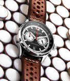 Stuhrling 933 02 Tachymeter Date Brown Leather Strap Quartz Mens Watch