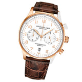 Stuhrling Original 4012 4 Quartz Chronograph Date Brown Leather Mens Watch