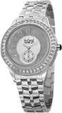 Burgi BUR106SS Swiss Quartz Seconds Subdial Crystal Bezel Silver Womens Watch