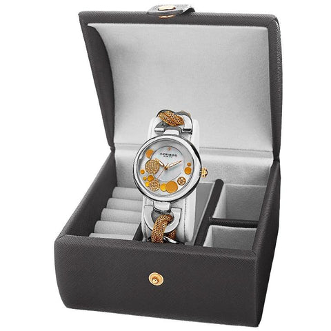 Akribos XXIV AK895TTG Womens Diamond Twist Chain Watch and Jewelry Gift Box Set