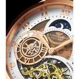 Stuhrling 925 03 Radiant Automatic Skeleton AM PM Brown Leather Mens Watch