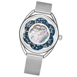 Stuhrling 995M 03 Lily Mother of Pearl Crystal Accented Flower Womens Watch