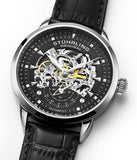 Stuhrling Original 3133 2 Executive Automatic Skeleton Black Leather Mens Watch