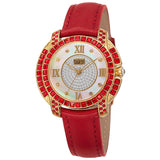 Burgi BUR156RD Swarovski Crystal Mother of Pearl Diamond Red Womens Watch