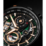 Stuhrling 923 04 Ace Aviator Quartz Chronograph Date Skeleton Leather Mens Watch