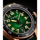 Stuhrling 3989 5 Monaco Quartz Date Green Leather Strap Mens Watch