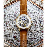 Stuhrling 3925 2 Legacy Automatic Skeleton Dual Time AM/PM Leather Mens Watch