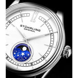 Stuhrling Original 897 01 Celestia Moon Phase Black Leather Strap Watch