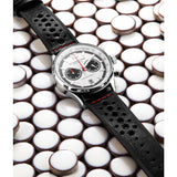 Stuhrling 933 01 Tachymeter Date Black Leather Strap Quartz Mens Watch