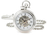 Stuhrling 6053 33113 Vintage Stainless Steel Mechanical Silver Mens Pocket Watch
