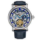 Stuhrling 4000 1 Legacy Automatic Dual Time Skeleton AM/PM Leather Mens Watch