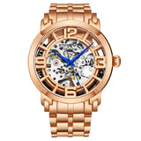 Stuhrling 3964 3 Automatic Skeleton Black Stainless Steel Bracelet Mens Watch