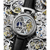 Stuhrling 3920 1  Legacy Automatic Skeleton Dual Time Black Leather Mens Watch
