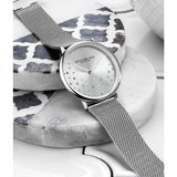 Stuhrling Original 3928 1 Quartz Crystal Accented Mesh Bracelet Womens Watch