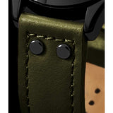 Stuhrling 3916 3 Aviator Day Date Green Leather Strap Mens Watch