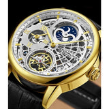 Stuhrling 3926 2 Legacy Automatic Skeleton Dual Time AM/PM Leather Mens Watch