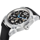 Stuhrling 725 01 Gen X Axial Automatic Skeleton Black Leather Band Mens Watch