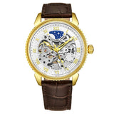 Stuhrling 3983 2 Automatic Skeleton Brown Leather Strap Mens Watch