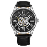 Stuhrling Original 3942 2 Automatic Skeleton Black Leather Strap Mens Watch