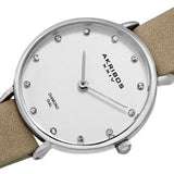 Akribos XXIV AK882WT Diamond Markers Beige Leather Strap Silvertone Womens Watch