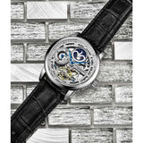 Stuhrling 3917 1 Legacy Automatic Skeleton Dual Time AM/PM Leather Mens Watch