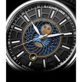Stuhrling Original 899 02 Duet Day/ Night Black Leather Strap Watch