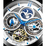 Stuhrling 371A 01 Luciano Automatic Skeleton Dual Time AM/PM Leather Mens Watch