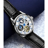 Stuhrling 3918 1 Legacy Automatic Skeleton Dual Time AM/PM Leather Mens Watch