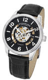 Stuhrling 649 01 Legacy Automatic Skeleton Date Black Leather Strap Mens Watch