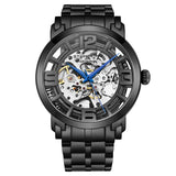 Stuhrling 3964 2 Automatic Skeleton Black Stainless Steel Bracelet Mens Watch