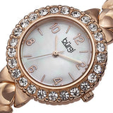 Burgi BUR113RG Swiss Quartz Crystal Bezel MOP Dial Rosetone Womens Watch