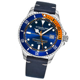 Stuhrling 883HL 05 Depthmaster Automatic Diver Leather Date Mens Watch