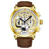 Stuhrling 926 03 Monaco Andover Chronograph Date Brown Leather Mens Watch