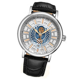 Stuhrling Original 899 01 Duet Day/ Night Black Leather Strap Watch