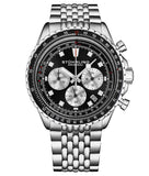 Stuhrling 1010 04 Quartz Chronograph Raceway Date Black Stainless Steel Mens Watch