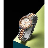 Stuhrling Original 3936 5 Quartz Date Crystal Accented Link Bracelet Womens Watch