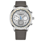Stuhrling 3986L 1 Muscle Movement Quartz Chronograph Gray Leather Mens Watch